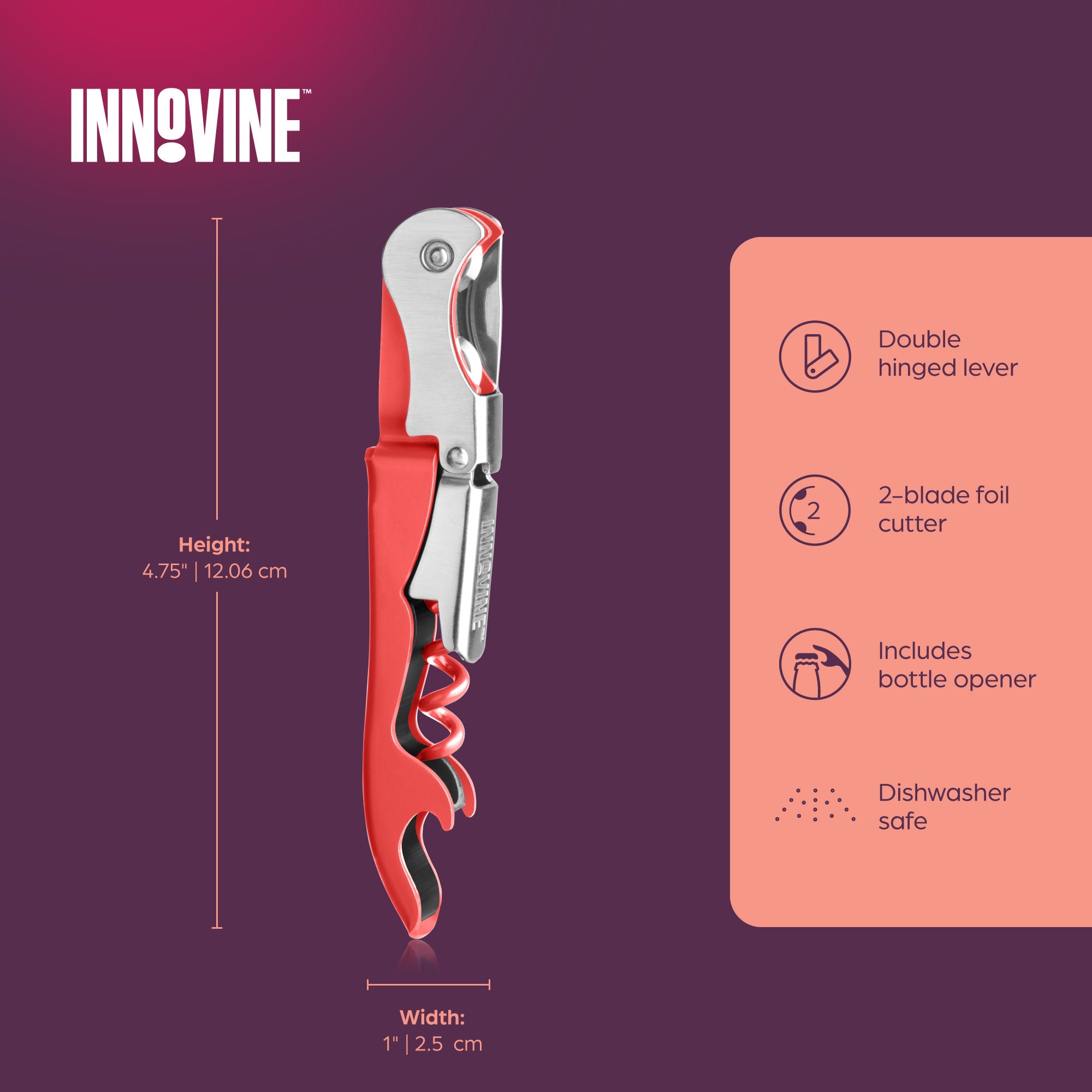 Double Hinged Corkscrew in Raspberry