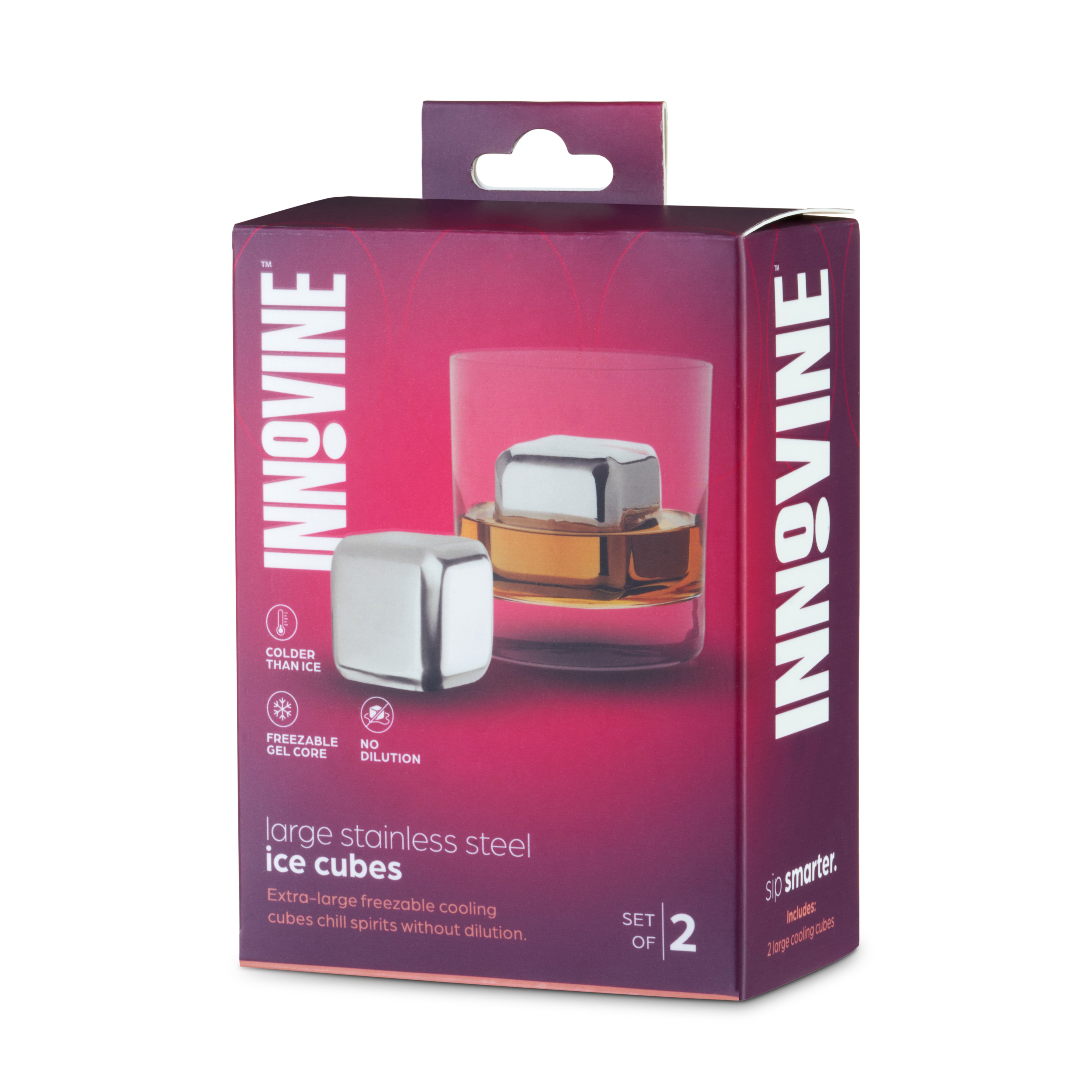 Large Stainless Steel Ice Cubes, Set of 2